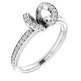 14K White 1/5 CTW Diamond Semi-Set Engagement Ring for 4 mm Round Center
